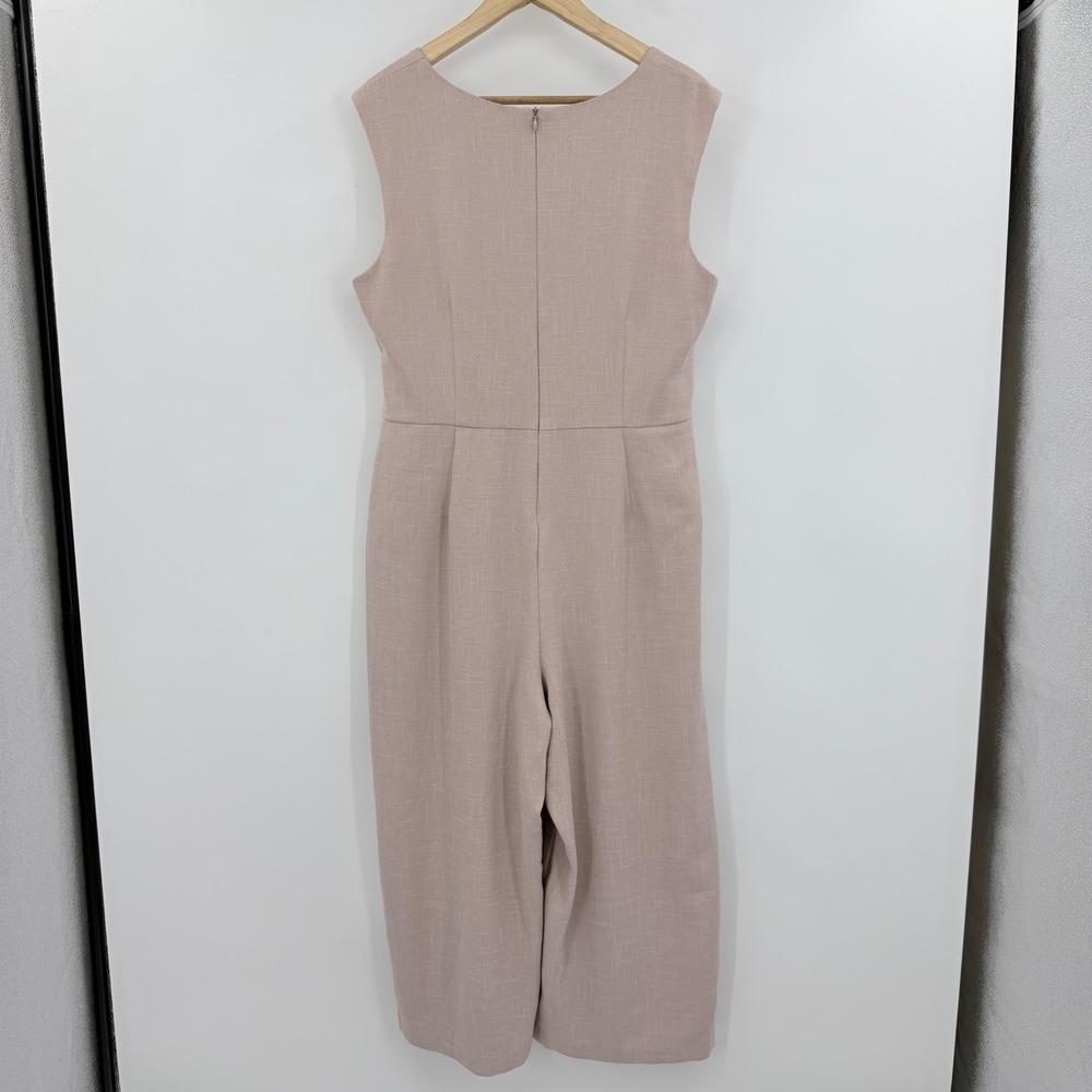 Connected Apparel Mauve Pink Tie Waist Wide Leg Cropped Jumpsuit Womens 14 - Picture 3 of 5